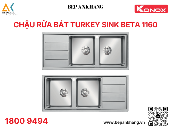 Chậu rửa bát Konox Turkey sink Beta 1160 – Bàn trái / Bàn phải